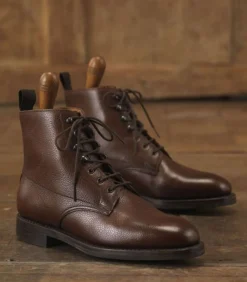 Women'S Grain Leather Ankle Boot In Dark Brown
