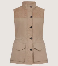 Women'S High Collar Dry Wax Summer Sporting Vest In Taupe