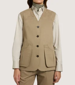 Women'S High Collar Dry Wax Summer Sporting Vest In Taupe