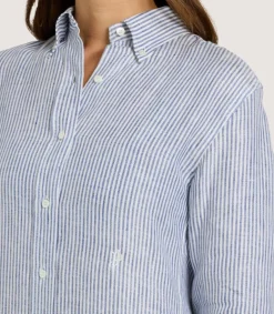 Women'S Linen Oxford Stripe Dress