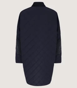 Women'S Long Quilted Purdey Jacket In Navy