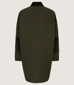 Women'S Long Quilted Purdey Jacket In Dark Olive