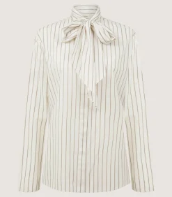 Women'S Scarf Neck Blouse In Pale Stone