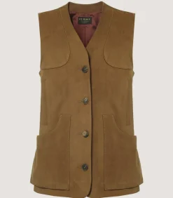 Women'S Suede Sporting Vest In Tan